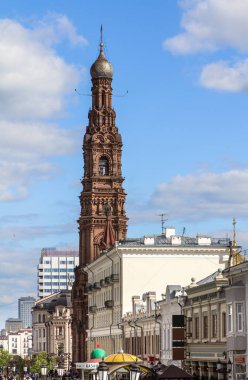 Kazan, Tataristan, Rusya 'daki Epifani Katedrali' nin çan kulesi manzarası