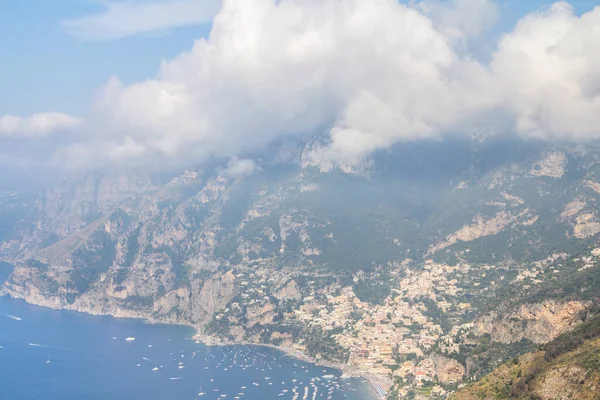 Panoramatický Výhled Pobřeží Amalfi Cesty Bohů Blízkosti Města Positano Itálie — Stock fotografie