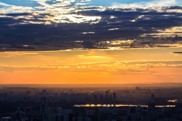 Vista Aerea Dall Alto Della Città Mosca Tramonto Dalla Piattaforma — Foto Stock