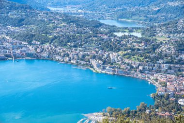 İsviçre 'nin Bre Dağı' ndan Lugano Gölü Panoraması
