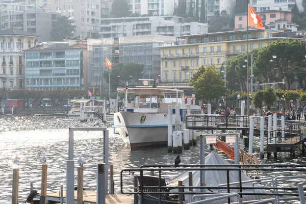 Vista Panorámica Del Lago Lugano Suiza —  Fotos de Stock