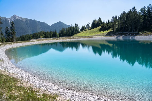 Montanha Lago Speicherteich Gschwandtkopf Seefeld Tirol Áustria — Fotografia de Stock