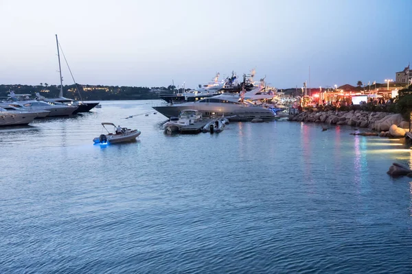 Luxury Yachts Moored Porto Cervo Evening Sardinia Italy — Stock Photo, Image