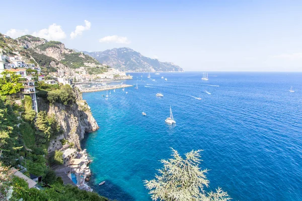 Till Hamnen Med Båtar Och Båtar Amalfikusten Italien — Stockfoto