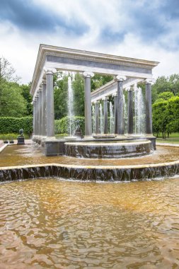 View of the Lion cascade fountain in Peterhof on Summer day, Russia