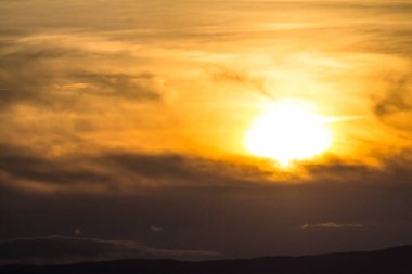 Beautiful red sunset in swiss mountains