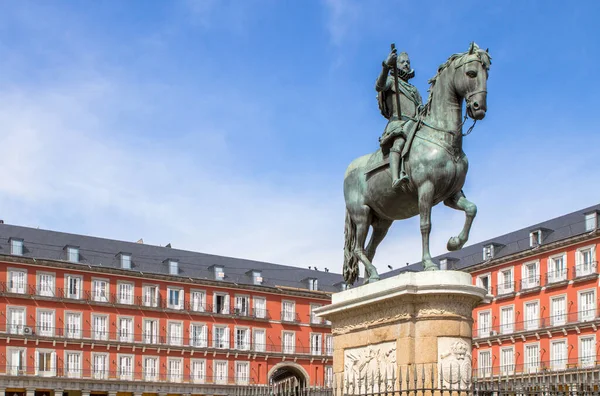 Plaza Mayor Mit Statue Des Königs Philip Iii Madrid Spanien — Stockfoto