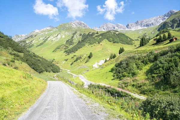 Idylliczny Letni Krajobraz Alpach Austriackich Saint Anton Tyrol — Zdjęcie stockowe