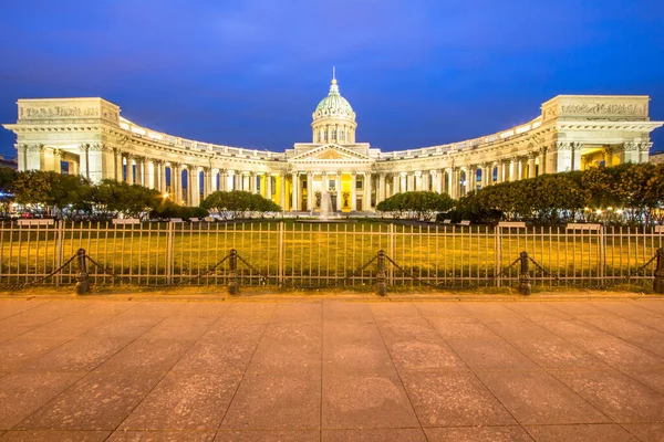 Панорама Казанского Собора Ночью Санкт Петербурге Россия — стоковое фото