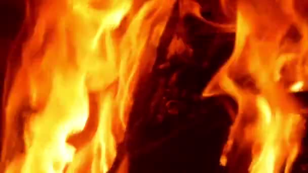Feu brûlant dans une cheminée à la maison — Video