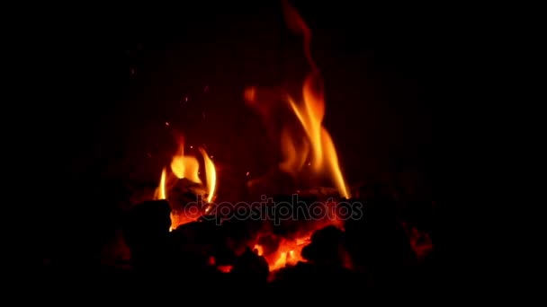 Feuer im Kamin eines Hauses — Stockvideo