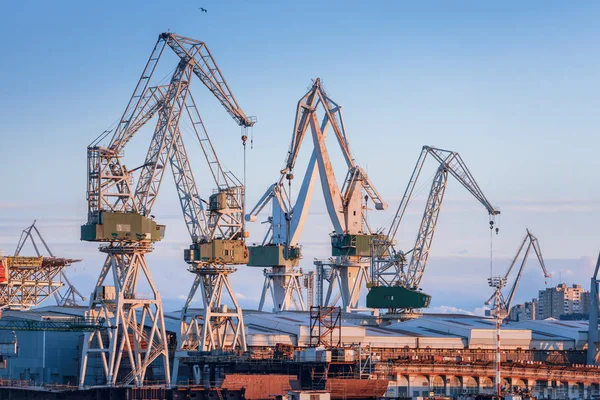 Industriefrachtkräne im Dock — Stockfoto