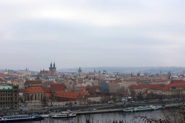 Prague from above under cloudy sky — Stock Photo, Image