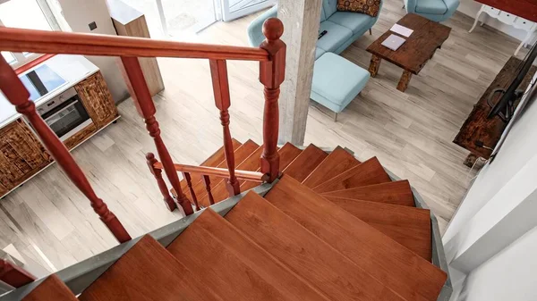 Stairs in luxury apartment made out of wood