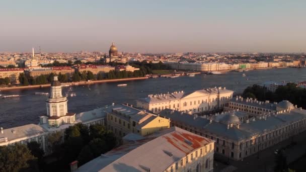 Sint Petersburg Sint Isaac Kathedraal Zomer Petersburg Aerial Zicht Van — Stockvideo