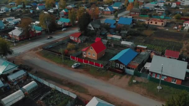 Dorf Stadt Luftaufnahme, Blagoweschtschensk Baschkortostan, Russische Landschaft — Stockvideo