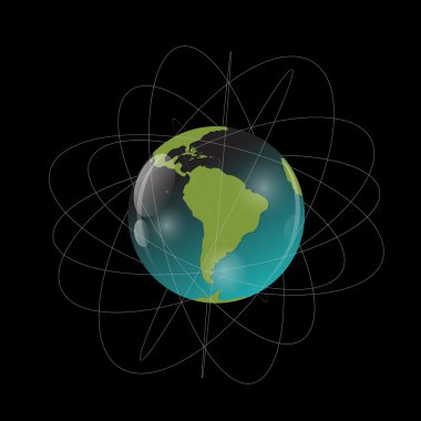 Uydular toprakla. Uzaydan görünümü. Vektör çizim