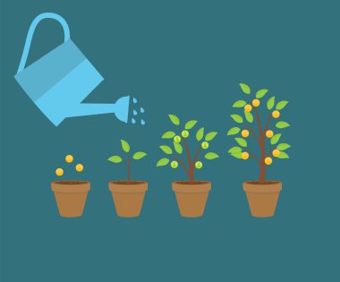 Para ağacını, finansal büyüme düz kavramı vektör çizim