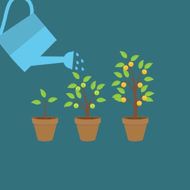 Para ağacını, finansal büyüme düz kavramı vektör çizim