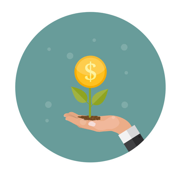 Money Tree, Financial Growth Flat Concept Vector Illustration