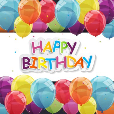 Rengi parlak mutlu yıllar balonlar Banner arka plan vektör Il