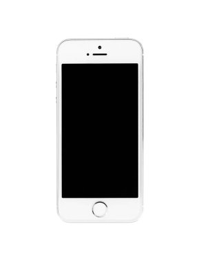 Minsk, Beyaz Rusya - 16 Nisan 2016: Apple iphone 5, 5'ler. Beyaz sürümü