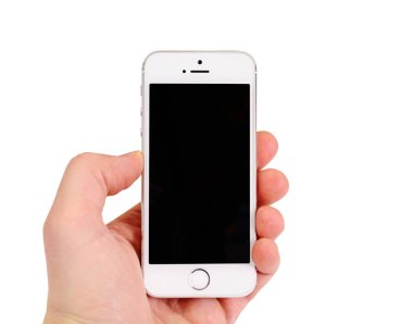 Minsk, Beyaz Rusya - 16 Nisan 2016: Apple iphone 5, 5'ler. Önden Görünüm.