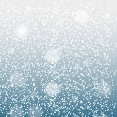 Düşen kar taneleri ve kar mavi arka plan üzerinde parlayan. Christma