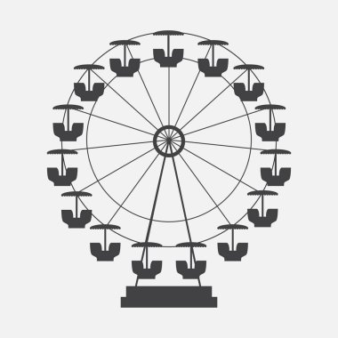 Dönme dolap simgesi siluet. Eğlence cazibe yuvarlak. Ve