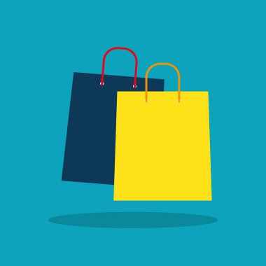 Alışveriş torbası tasarım simgesi. Vektör çizim