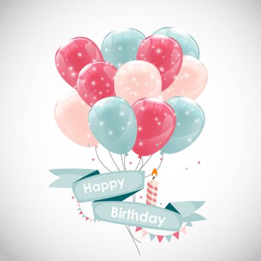 Rengi parlak mutlu yıllar balonlar Banner arka plan vektör Il