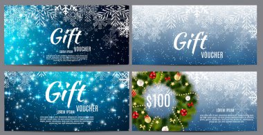 Noel ve yeni yıl hediye çeki, indirim kupon şablon Co