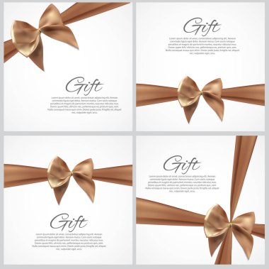 Hediye kartı ile şerit ve yay koymak. Vektör çizim