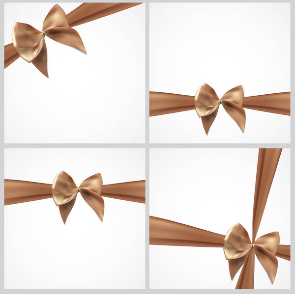 Gift Card with Ribbon and Bow Set. Vector illustration