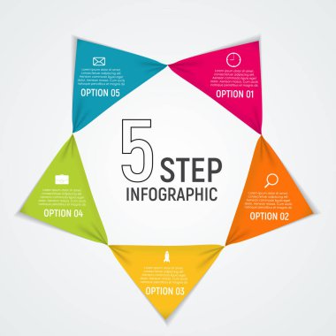 Grafik, diyagram 5 adımlarla öğeler soyut seçenekleri. Busin