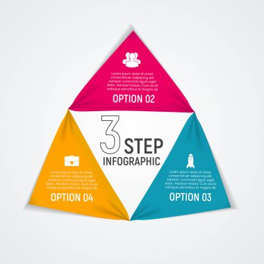 Grafik, diyagram 3 adımlarla öğeler soyut seçenekleri. Busin