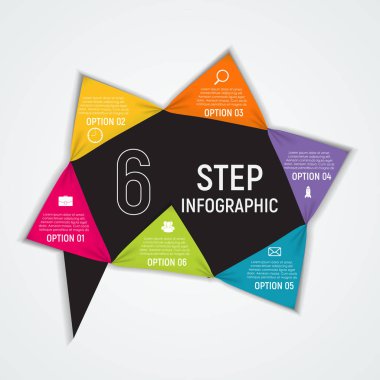 Grafik, diyagram 6 adımlarla öğeler soyut seçenekleri. Busin