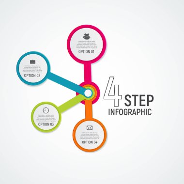 Grafik, diyagram 4 adımlarla öğeler soyut seçenekleri. Busin