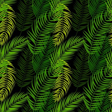 Beautifil palmiye ağacı yaprak siluet Dikişsiz desen arka plan