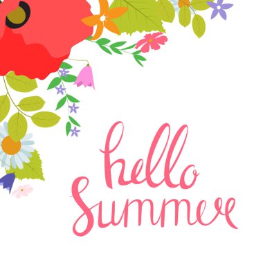 Merhaba yaz doğal arka plan vektör çizim