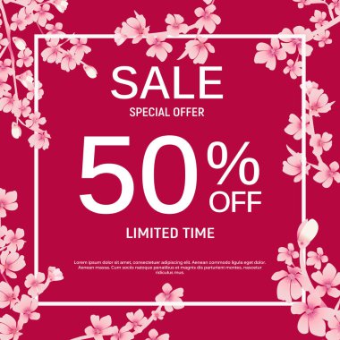 Soyut tasarımlar satış Banner şablon çerçeve ile. Vektör Illustr