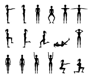 Kız Dioing egzersiz beyaz arka plan vektör çizim Eps