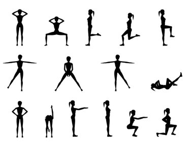 Kız Dioing egzersiz beyaz arka plan vektör çizim Eps