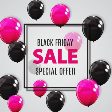Siyah Cuma satışı balon indirim kavramı. Özel Fırsat Tem