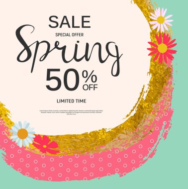 Soyut tasarım bahar satış Banner şablon. Vektör çizim