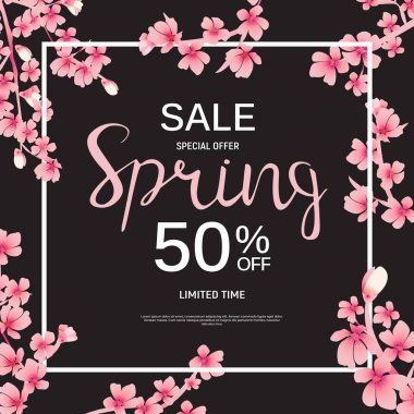 Soyut tasarım bahar satış Banner şablon. Vektör çizim