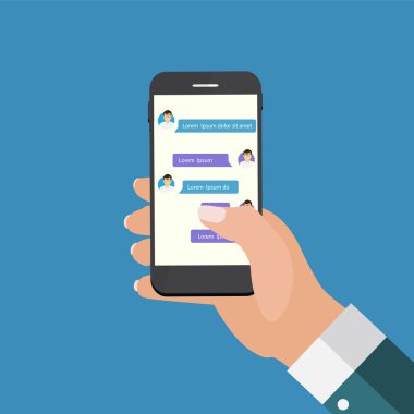 Mobil Apps kavramı el telefon tutarak. Sosyal ağ kavramı.