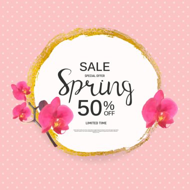 Soyut tasarım bahar satış Banner şablon. Vektör çizim