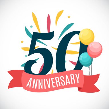 Yıldönümü 50 yıl şablon Şerit vektör çizim ile