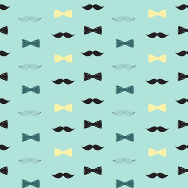 Kravat ve bıyıklı Seamless Modeli, baba s gün arka plan vektör çizim yay